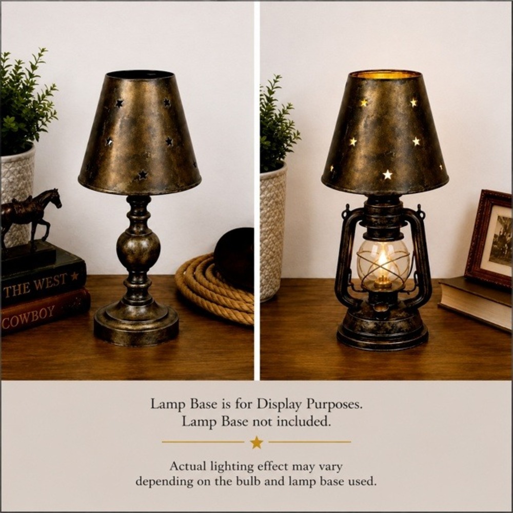 Vintage Copper Star Cutout Clip-On Mini Lampshade Mexico Rustic 4in